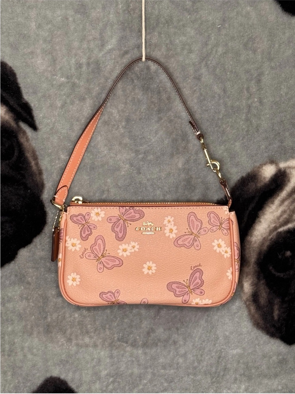 COACH Nolita Pink Butterfly Print Mini Purse/ Wristlet